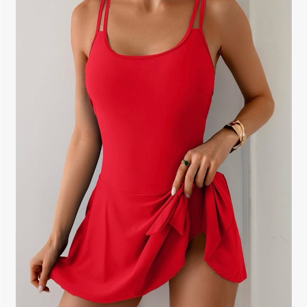 Eomenie Elegant Red Women's Swim Dress